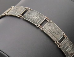 BMCO 925 Silver Vintage Antique Carved Landscape Bahamas Bracelet BT10096