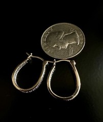 Gold Over 925 Sterling Ross Simons Oval Horseshoe Hoop Diamond Chip Earrings
