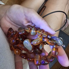 Cognac Amber Nugget Bead Necklace 25″ Long