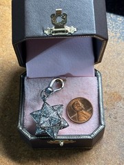 Vtg Y2K Juicy Couture 3-D PAVE STAR CRYSTAL Dangle Charm bracelet bag purse tote