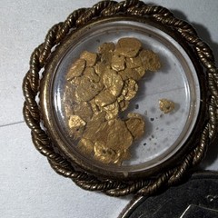 Necklace Encased 22k gold nuggets and 12k gold-filled rope border bezel & Chain