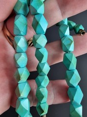 Vintage USSR Turquoise Graduated Necklace Armkvartssamotsvety Soviet Armenia 46g