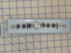 Vintage Avon Blue Gemstone Swivel Watch Bracelet Silver Tone