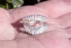 GIA TESTED 14K GOLD 0.81 CT NATURAL DIAMOND RING 27 BAGUETTE JACKET GUARD SZ 5½