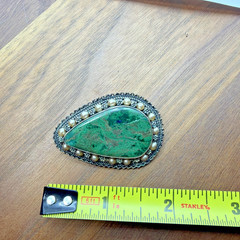 Vintage Israeli Sterling Silver Eilat Stone Brooch Pendant With Pearl Accents
