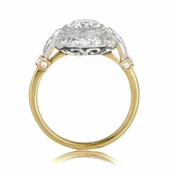 Art Deco Style Lab Created Diamond Birthday Anniversary 14K Yellow Gold FN Ring
