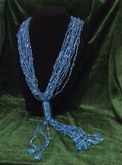 Vintage MultiStrand Blue Seed Bead Necklace 21 In Lariat Style