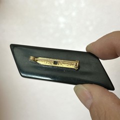 Vintage Bakelite Bar Brooch Mid Century Modern MCM Green Black 3” Tested