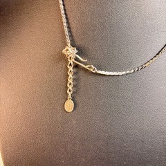 Vintage Napier Necklace Silver Tone Bow Herringbone Chain 90s Statement