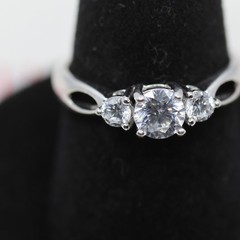 Triple Gemstone Ring Sterling Silver