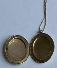 N/C 12k Gold Filled Chain & Etched Floral Locket Pendant Necklace