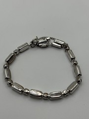 Vintage Weiss Rhinestone Bracelet Silver Tone