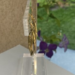 Vintage 1970s Gold Tone Marquise Shape Drop Earrings With Open Center