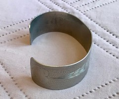 Vintage Native American Style Heart Arrow Cuff Bracelet Silver Tone Monogram A