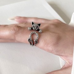 Vintage Style 925 Sterling Silver Kitty Ring Unique Cat Ring