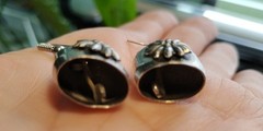 Vintage Silver Toned Bell Flower Charm Hook Earrings