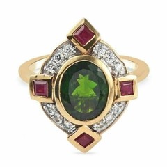 3.45Ct Art Deco Style Green Lab Created Emerald Engagement 14K Gold Finish Ring