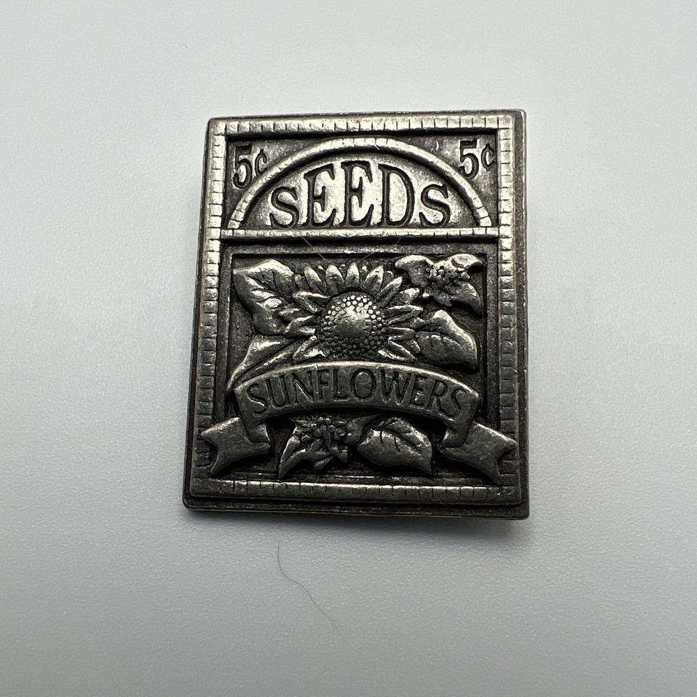 Vintage Birds and Blooms Brooch Silver Tone Sunflower Pin