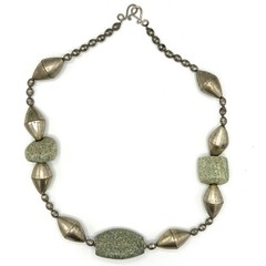 Vintage Tribal Necklace Set Mixed Metal Beads Natural Stone Boho Ethnic Layered
