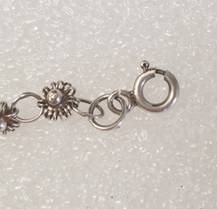 Vintage 925 Sterling Silver Filigree Link Bracelet Sunflowers Signed MK 5354