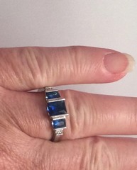 Vintage Jewellery Gold Ring with Blue and White Sapphires Antique Deco Jewelry