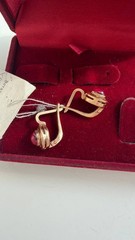Vintage USSR 925 Sterling Silver Gold Plated Red Corundum Earrings NOS