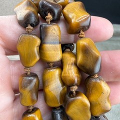 Vintage Tigers Eye Stone Necklace Sterling Silver Clasp 19”