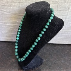 Vintage Genuine Natural Malachite Graduated Bead 20” Necklace 93g