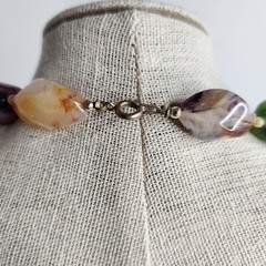 VINTAGE BEAD NECKLACE Colorful Earthy Tone Acrylic Bead 22” Boho Fashion Jewelry
