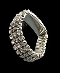 Vintage Rhinestone Hidden Photo ID Bracelet