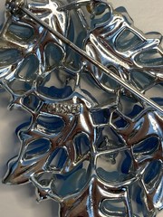Vintage LISNER Blue Molded Jelly Lucite Leaves Brooch