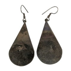 Vintage Alpaca Mexico black earrings with mother of pearl and abalone flower
