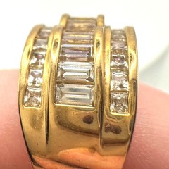 Ross Simons 925 sterling silver gold vermeil cubic zirconia cocktail ring size 7