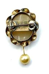 Landscape Grey and White Cameo and Pearl Pin