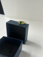Vintage Green Cubic Zirconia Ring Gold Plated Womens Size 7.5
