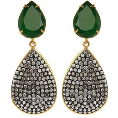 Gorgeous 2.38ctw Rose Cut Diamond Emerald Studded Silver Vintage Earring Jewelry