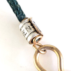 Vintage Athens Teal Green Ceramic Bead Knotted Cord Choker Necklace 19.25″