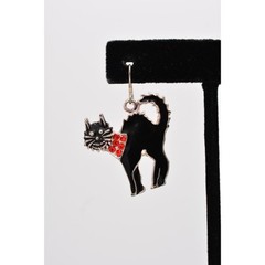 Vintage Black Cat Earrings Halloween Orange Rhinestone Crystal 1990s BinAZ