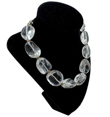 ROCK CRYSTALS GENUINE LARGE CHUNKY ICE COLD NUGGETS POLISHED NECKLACE CHOKER 16″