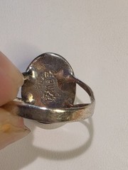 Vintage Mexico Sterling Silver Abalone Shell Ring Size 7.25 Split Shank 925