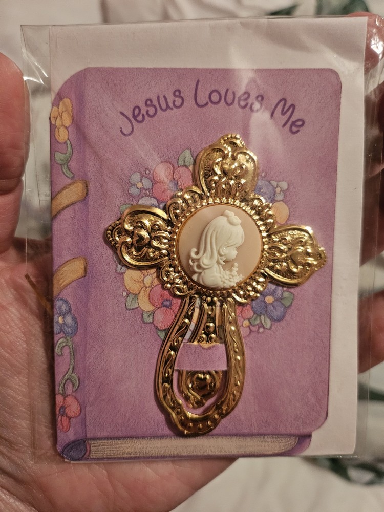 Precious Moments Vintage Cross Cameo Brooch Or Clip 1990s Unopened