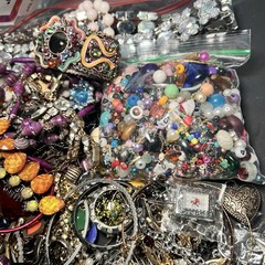 5 LB Junk Drawer Jewelry Lot Stuff Wear Repair Harvest vtg-now etc AS IS scrap Q