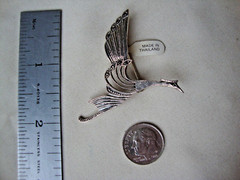 VINTAGE 1970-80s OPENWORK RISING PHOENIX MARCASITE STERLING SILVER STAMP 925 PIN