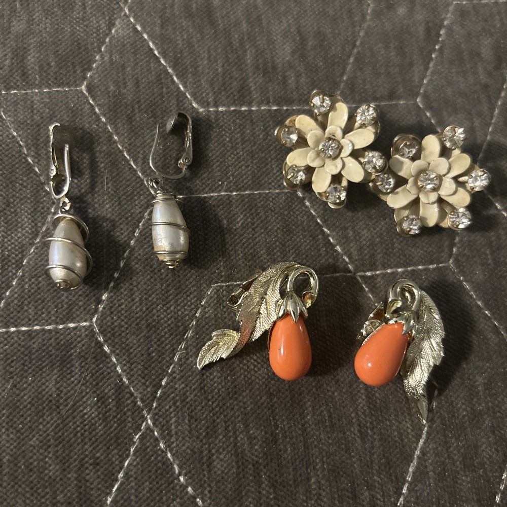 Vintage 1960s Sarah Coventry & Barclay Clipon Earrings Set 3 Pairs #389