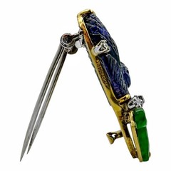 Wedderien Art-Deco Period Platinum Gold Diamond Sapphire and Jade Foliate Brooch