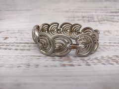 Bracelet Art Deco Metal Tarnished Fold-Over Clasp