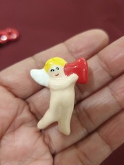Vintage Flying Colors Cherub/AngelCupid/ Earrings & XXOO Pin/Brooch Colorful