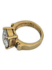 Vintage Sz 6.25 18KGE Gold Electroplate Ring w/ Big Center Stone