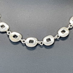Vintage J.G.Hook Polished Silver Tone Square & Oval Link Necklace Signed 16″