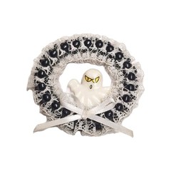 Vintage Handmade Amscan Ghost Round Wreath Pin Brooch Black & White Halloween